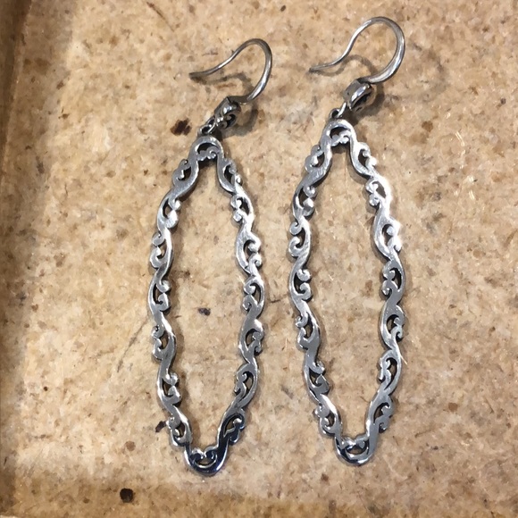 SOLD   LOIS HILL Sterling Silver Long Oval Cut Out Drop Dangle Earrings - Picture 8 of 15